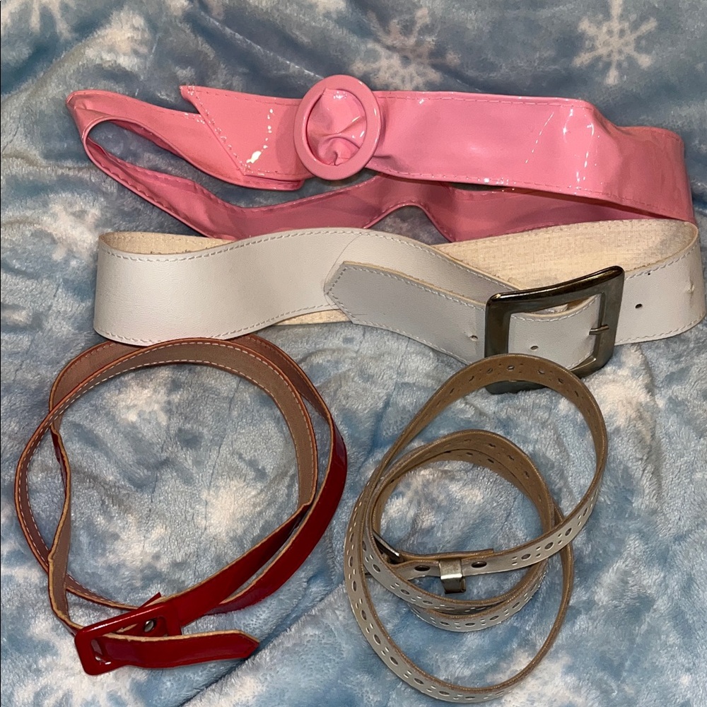 Stylish Women's Belt Set - Pink, White, Red. Size small